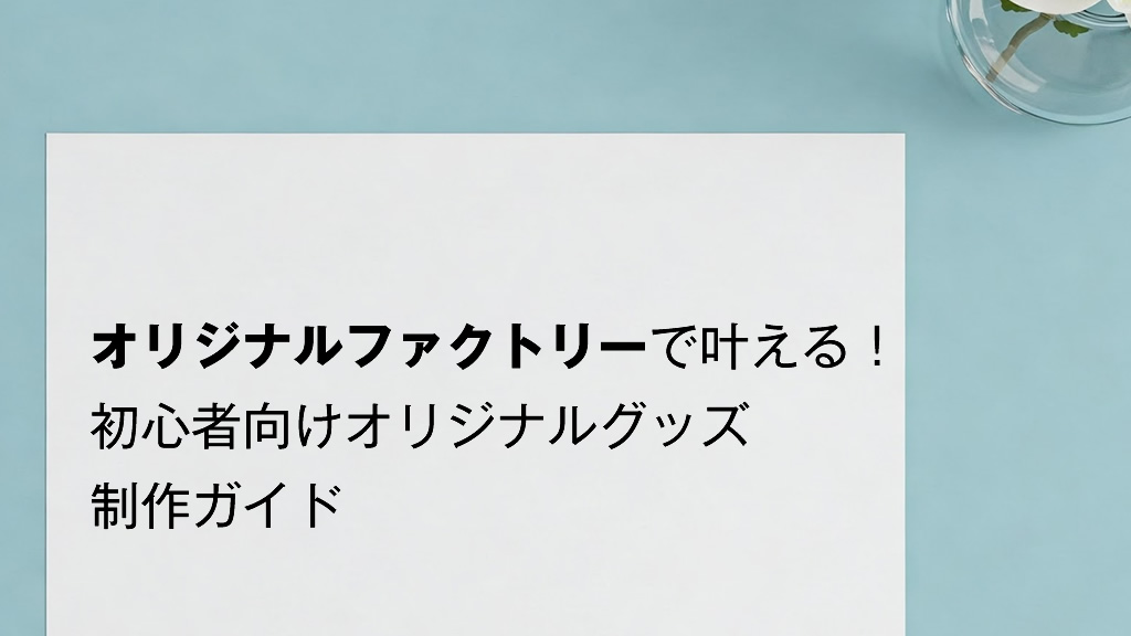 オリジナルファクトリーで叶える！初心者向けオリジナルグッズ制作ガイド