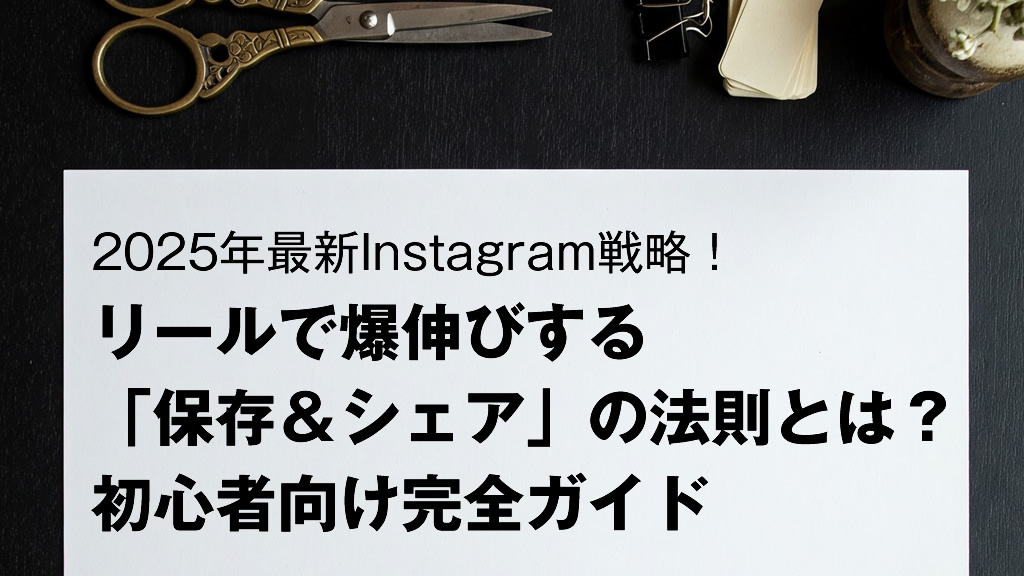 2025年最新Instagram戦略！リールで爆伸びする「保存＆シェア」の法則とは？初心者向け完全ガイド