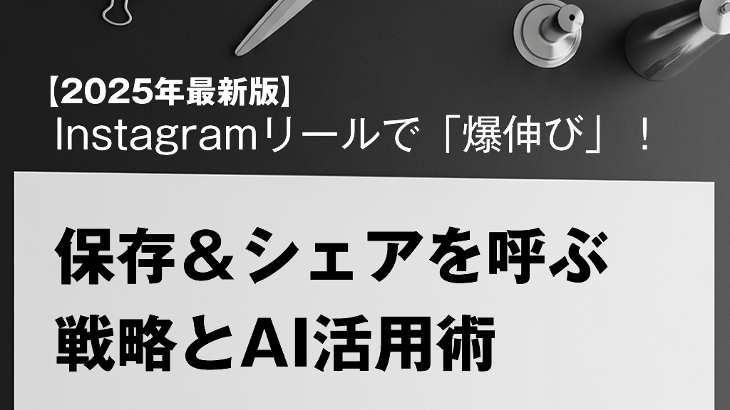 【2025年最新版】Instagramリールで「爆伸び」！保存＆シェアを呼ぶ戦略とAI活用術