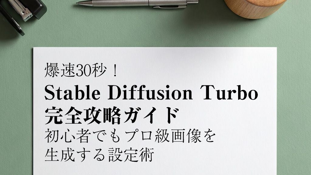 爆速30秒！Stable Diffusion Turbo完全攻略ガイド：初心者でもプロ級画像を生成する設定術