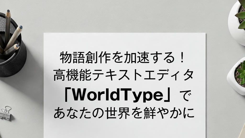 物語創作を加速する！高機能テキストエディタ「WorldType」であなたの世界を鮮やかに